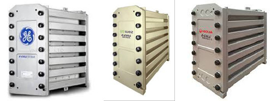 Veolia EDI E-Cell 스택 MK-3: ≥16 MOhm-cm 저항성과 명목 흐름 3.4 M3/h로 최대 97% 회수