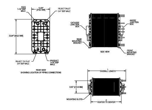 IONPURE CEDI 모듈 IP-LXM18Z-5 edi 모듈 용해된 유기물질 최소 흐름 > 17 MW-cm 최대 흐름 > 7 MW-cm