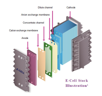 GE E-Cell-3X 스택 산업 전자 이온화 스택 초순수 에디 모듈 실리카 SiO2 < 1.0 Mg/l < 1.0 Ppm